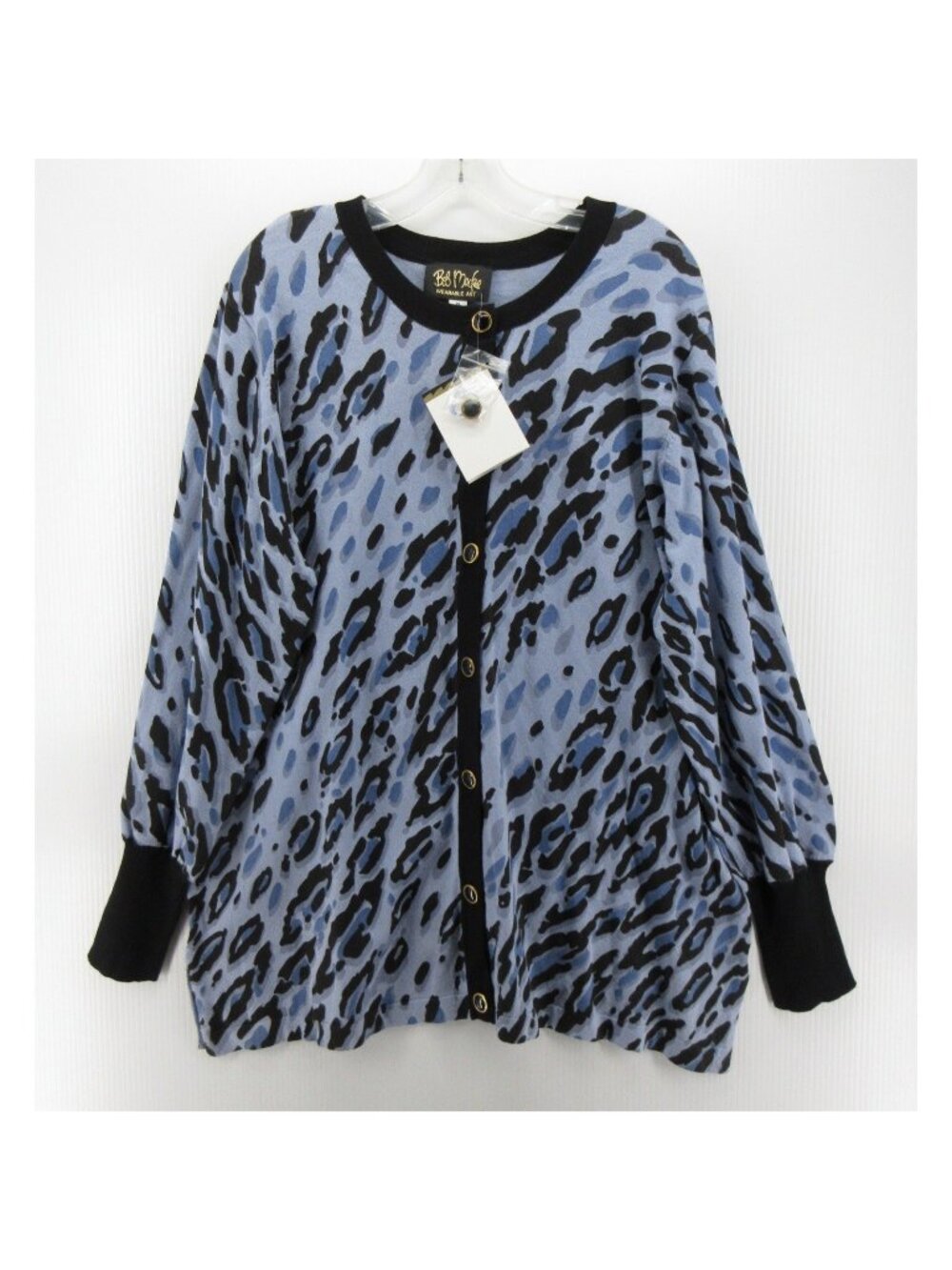 Bob Mackie Sweater XL Wearable Art Cardigan Leopard Button Up NEW